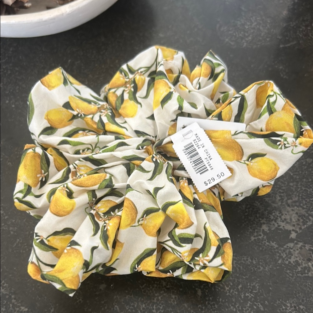 Lemon Print Hair Scrunchie